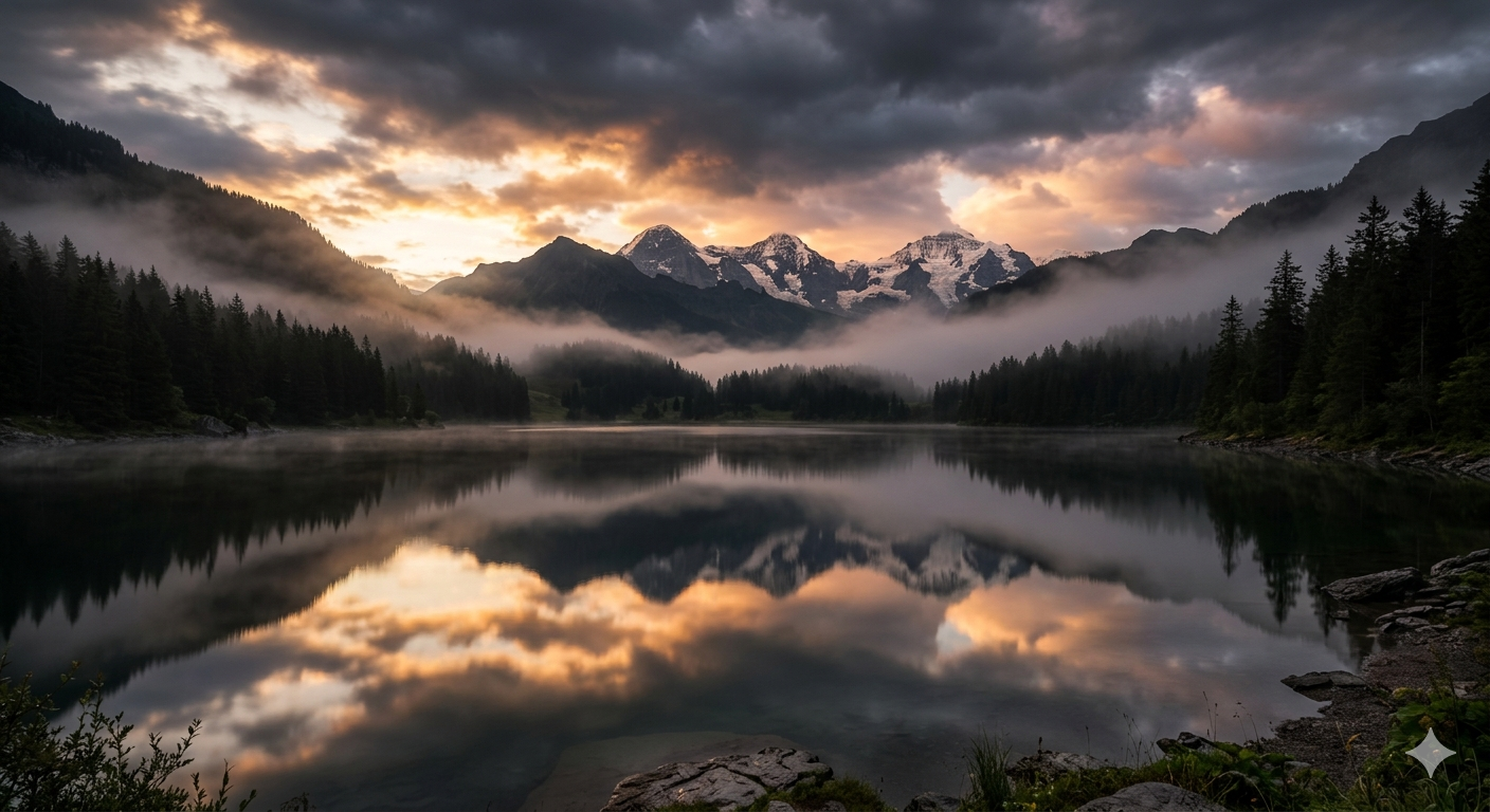 Misty Mountain Lake at Dawn
